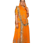 Mint Orange Kundan Work Rajputi Poshak | Dori & Kundan Work on Pure Georgette | Jaipurio Royal Collection
